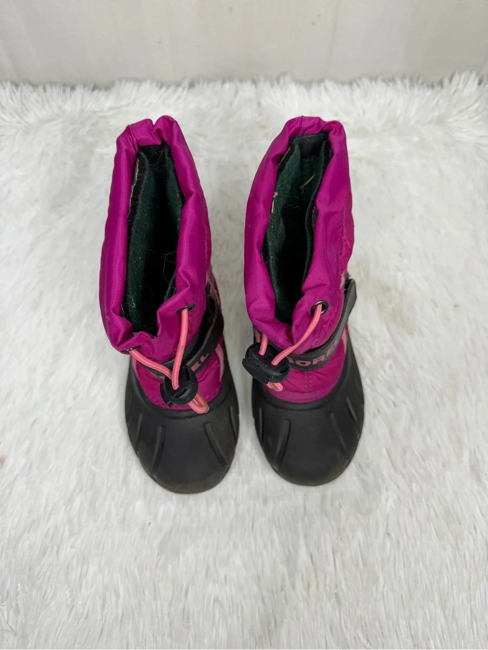 SOREL / Flurry Winter Snow Boots Black Pink Insulated Waterproof / 10 Toddler